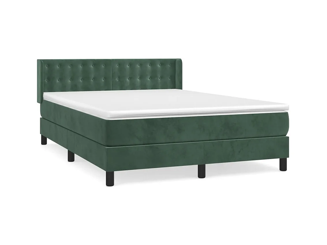 Lit à sommier tapissier et matelas Vert foncé 140x200cm Velours