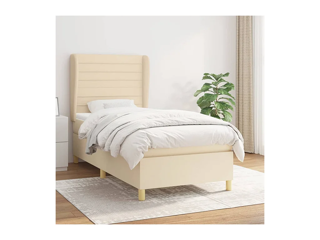 Boxspring met matras stof crèmekleurig 80x200 cm