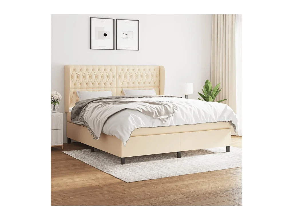 Boxspring met matras stof crèmekleurig 180x200 cm