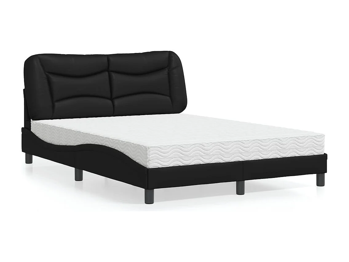 Cama con colchón cuero sintético negro 140x190 cm