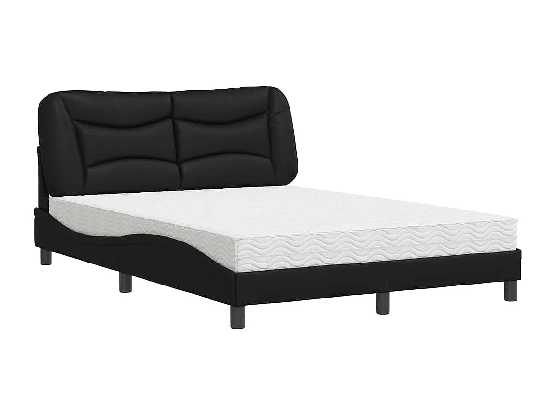 Cama con colchón cuero sintético negro 140x190 cm
