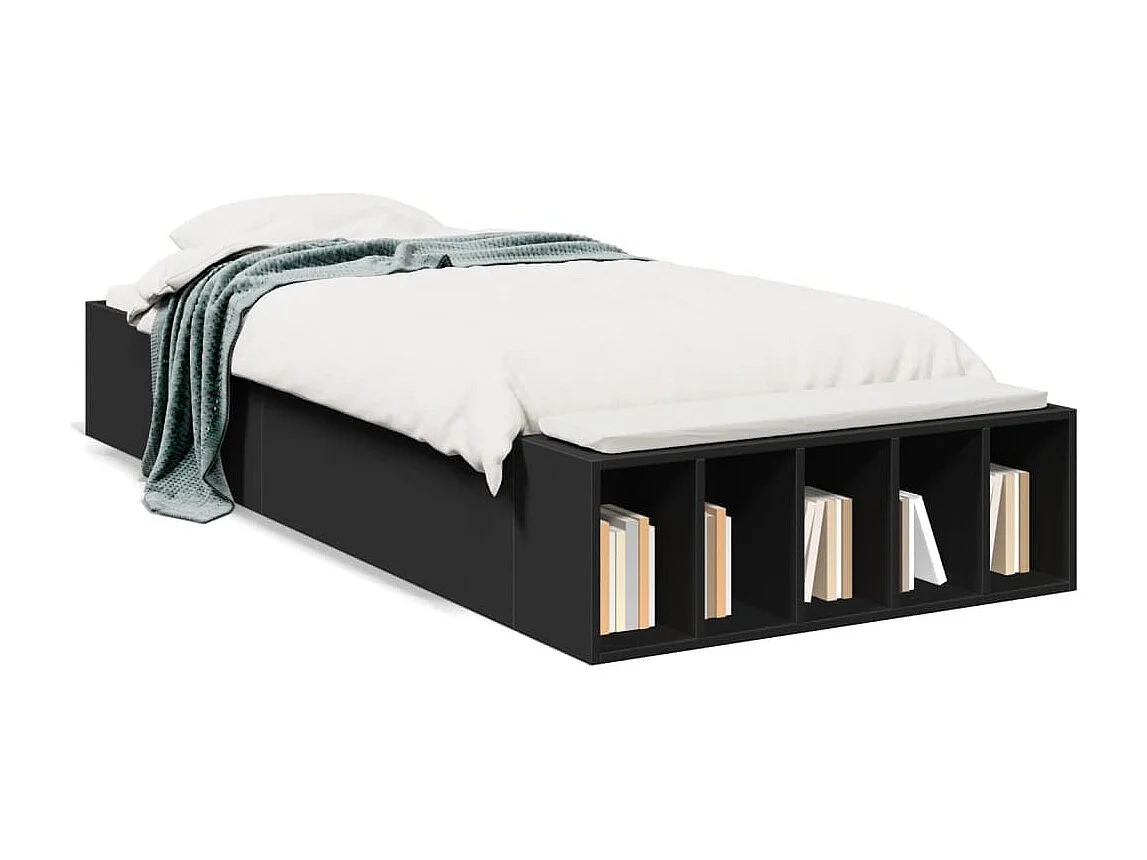 Estructura de cama madera de ingeniería negra 100x200 cm