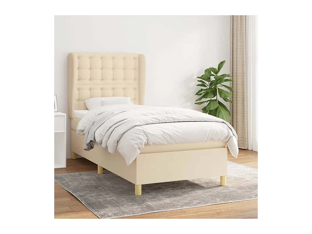 Boxspring met matras stof crèmekleurig 90x200 cm