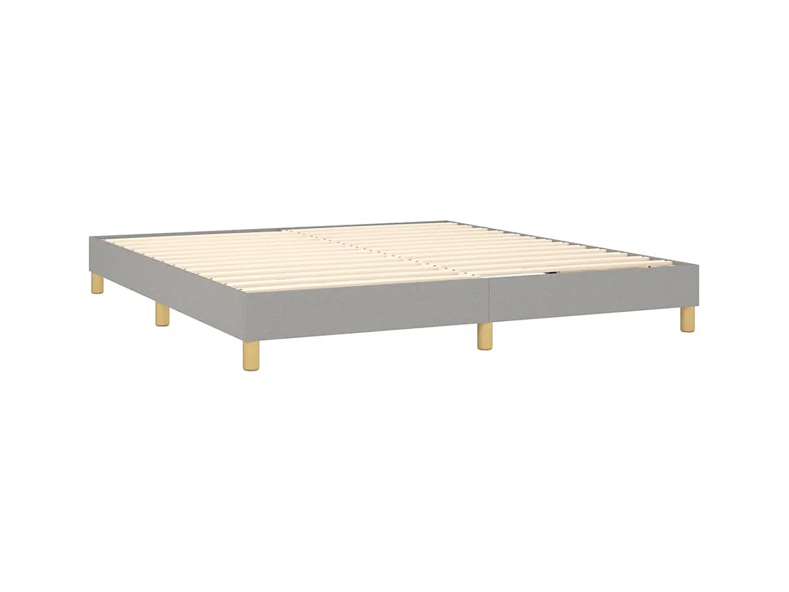 Cama box spring con colchón tela gris claro 180x200 cm
