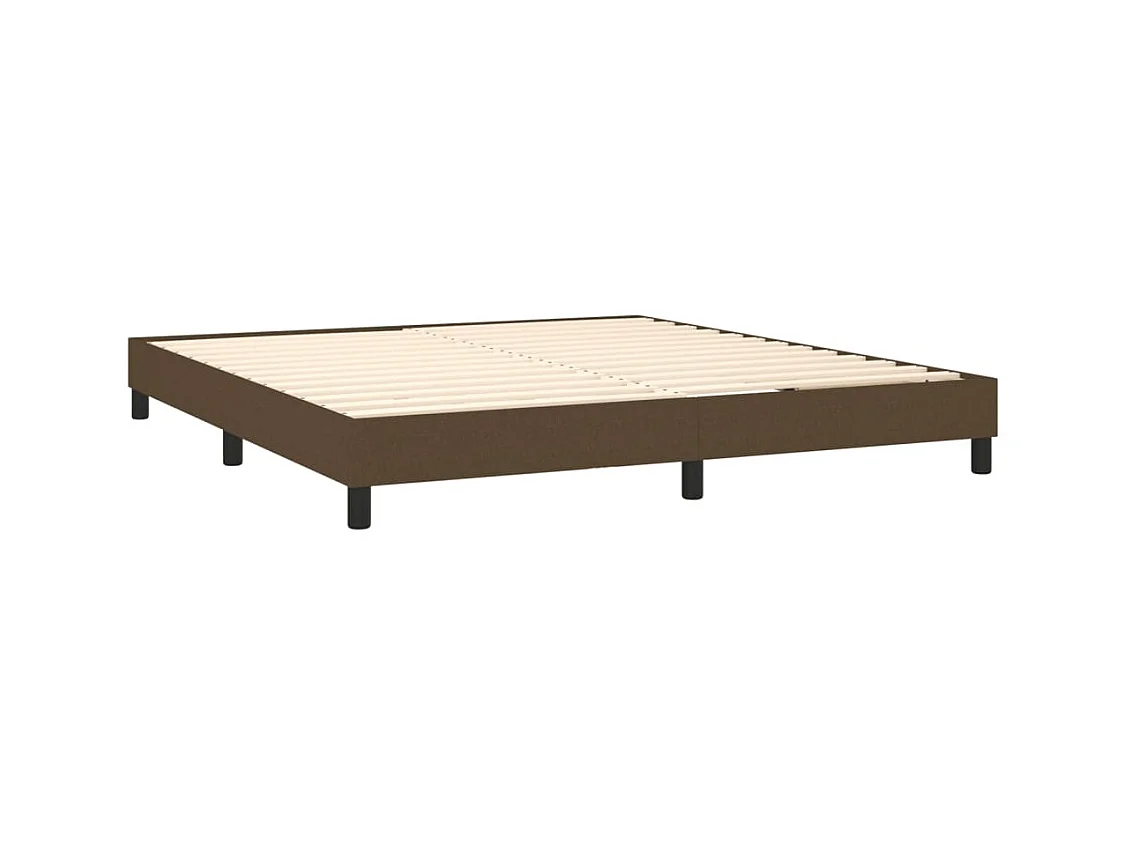 Cama box spring con colchón tela marrón oscuro 160x200 cm