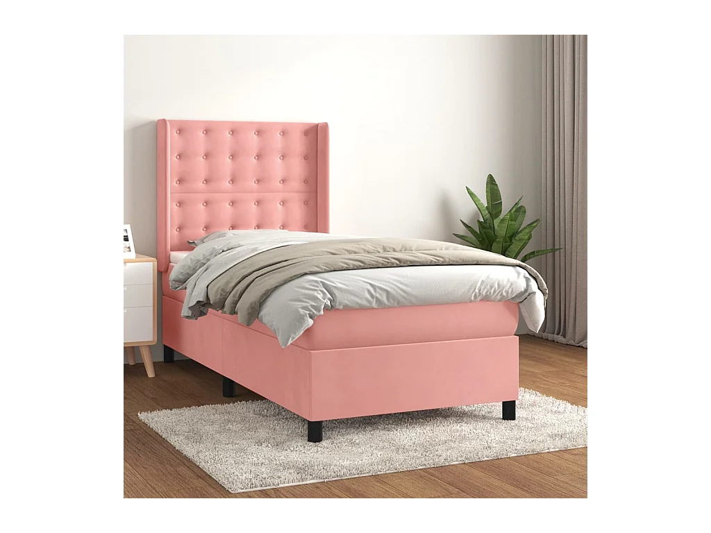 Lit à sommier tapissier avec matelas Rose 100x200 cm Velours