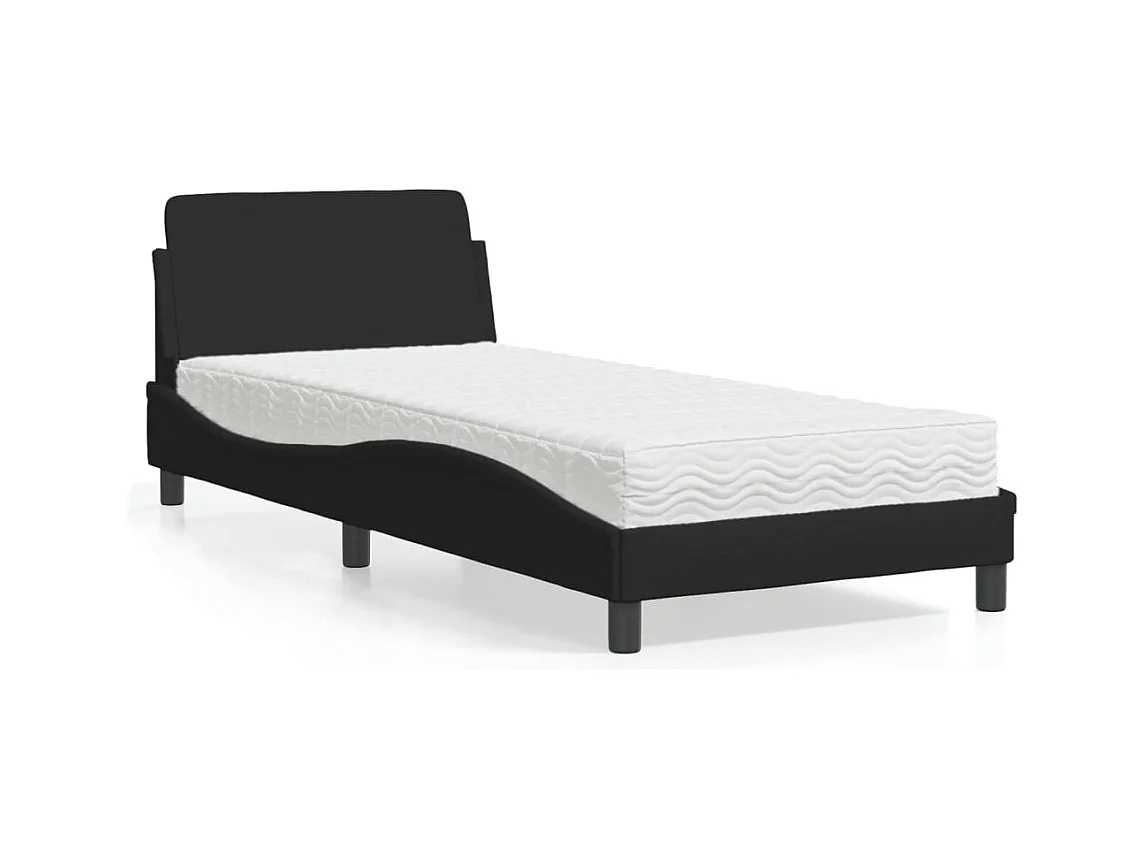 Cama con colchón tela negro 80x200 cm