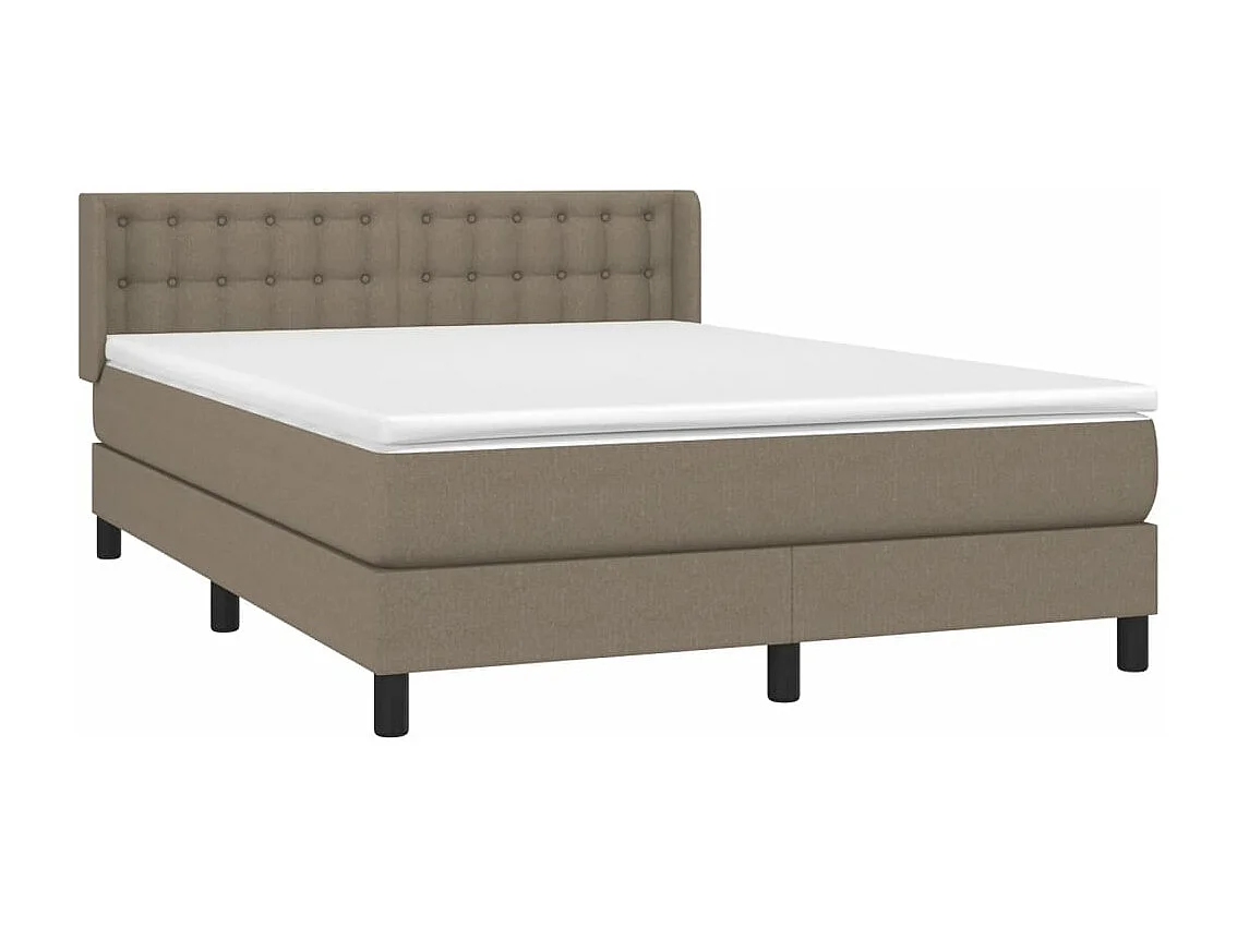 Cama box spring con colchón tela gris taupe 140x200 cm