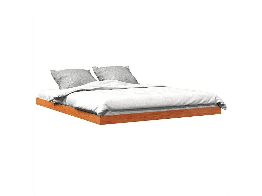 Cadre de lit cire marron 150x200 cm bois de pin massif