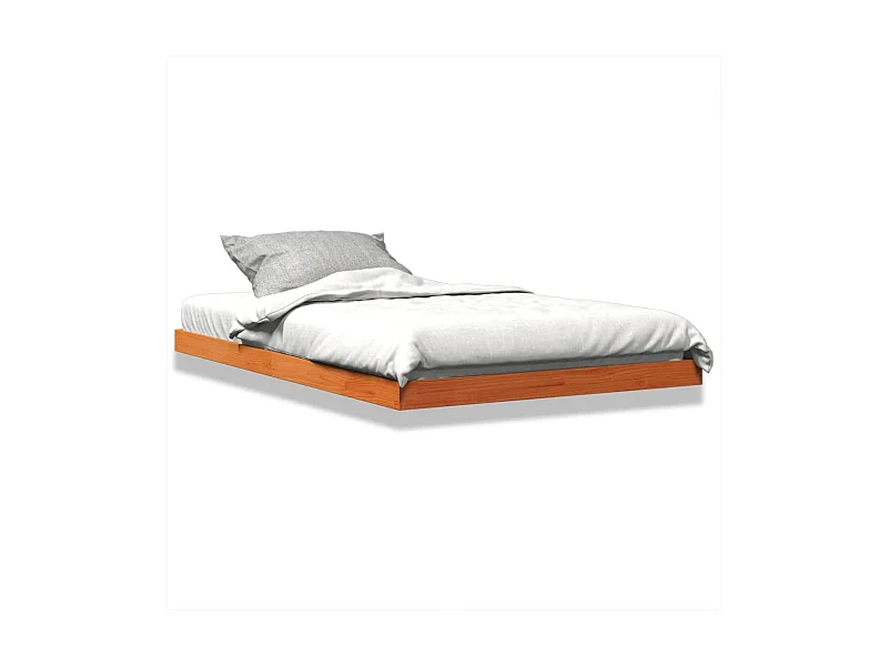Estructura de cama madera maciza pino marrón cera 120x190 cm