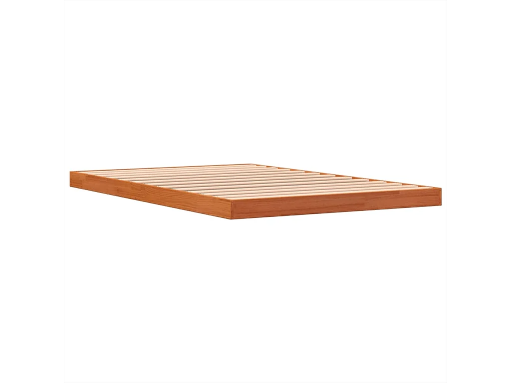 Estructura de cama madera maciza pino marrón cera 120x190 cm
