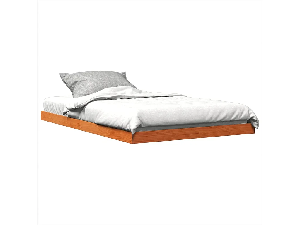Estrutura de cama 120x190 cm madeira pinho maciça castanho cera