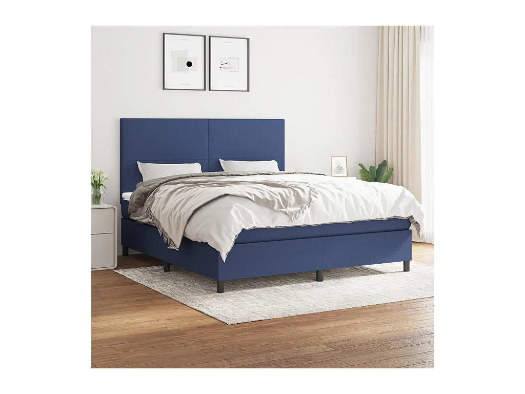 Boxspring met matras stof blauw 160x200 cm
