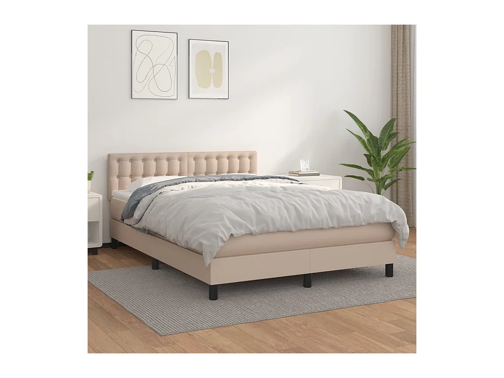 Lit à sommier tapissier avec matelas Cappuccino 140x190 cm