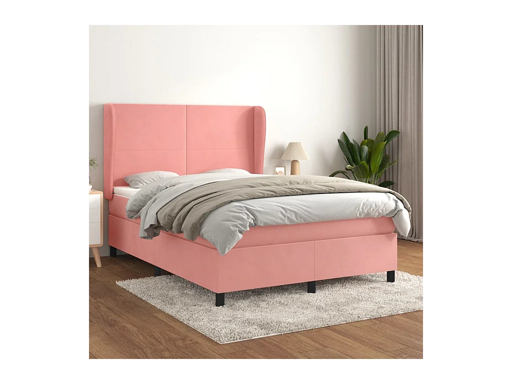 Lit à sommier tapissier avec matelas Rose 140x200 cm Velours