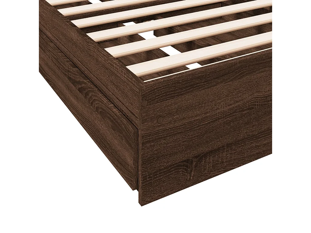 Cama con cajones madera de ingeniería marrón roble 100x200 cm