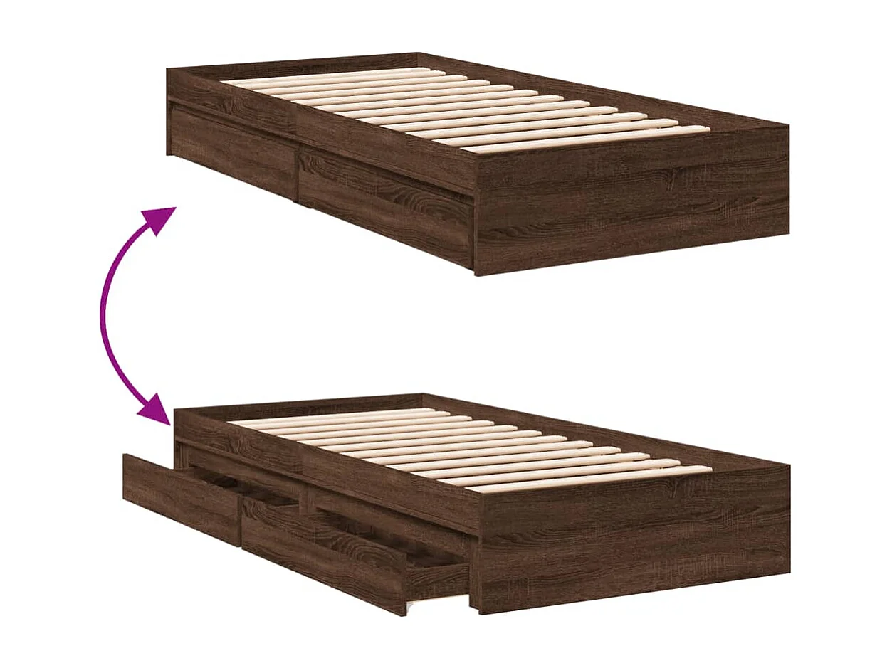 Estrutura cama c/ gavetas derivados madeira carvalho castanho