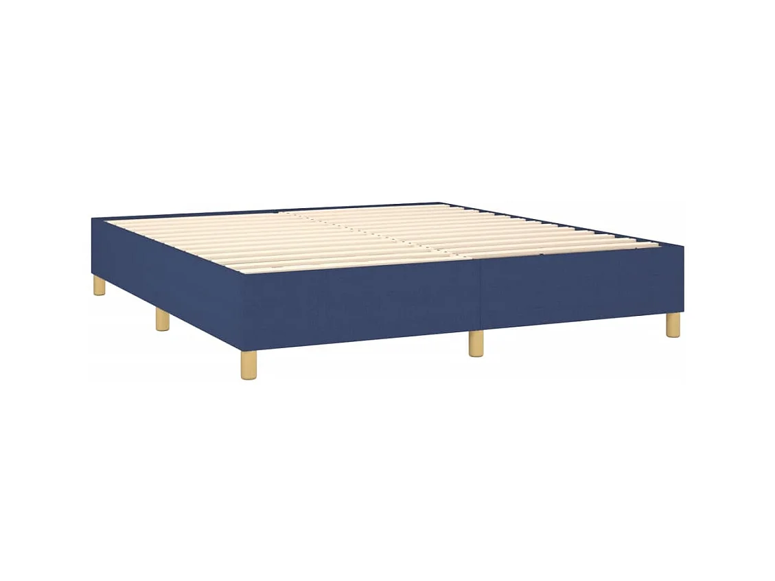 Cama box spring con colchón tela azul 160x200 cm