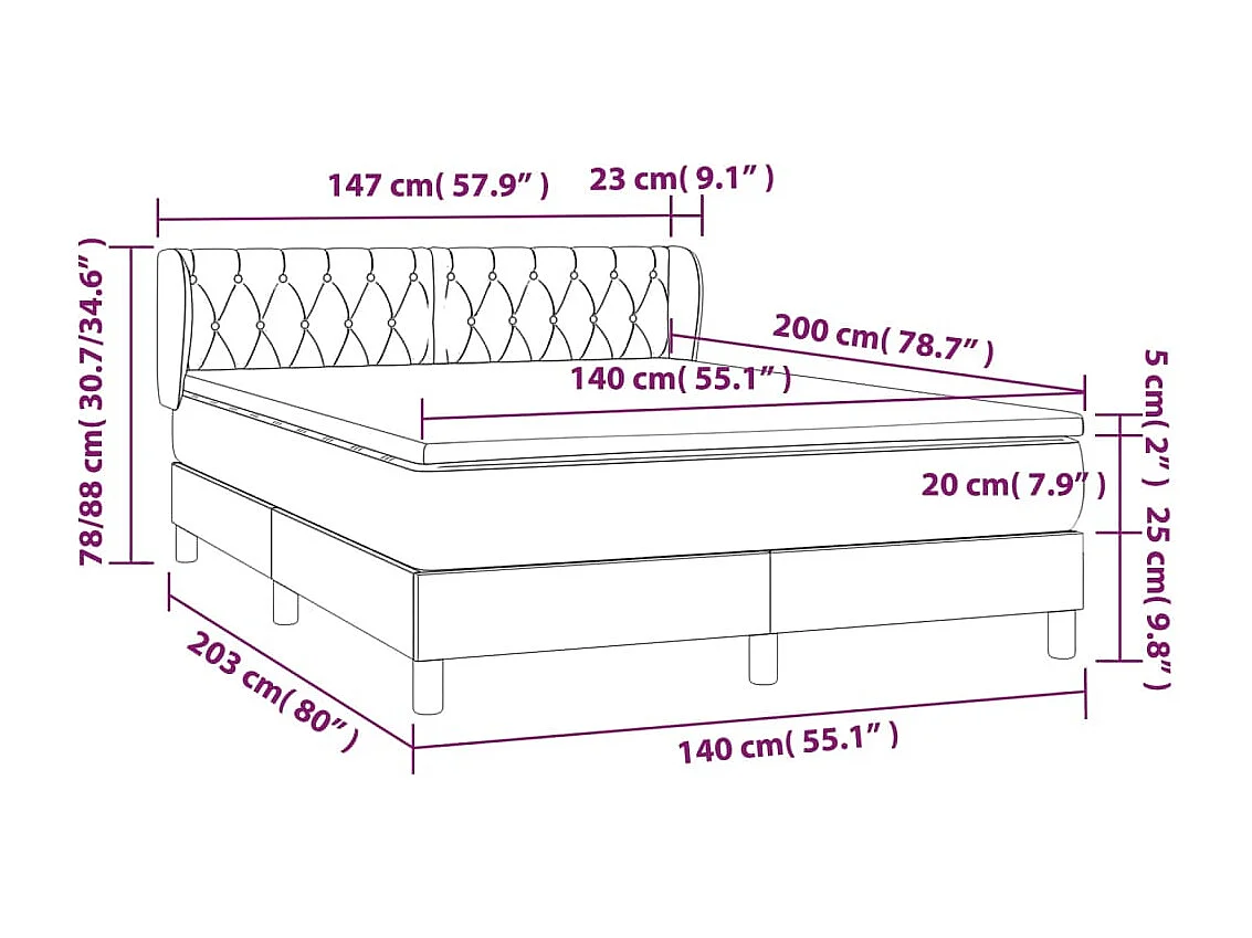Lit à sommier tapissier avec matelas Marron foncé 140x200 cm