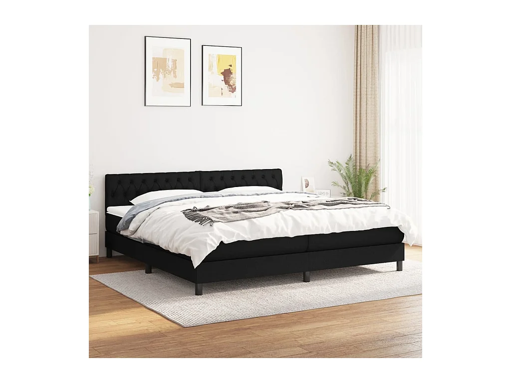 Boxspring met matras stof zwart 200x200 cm