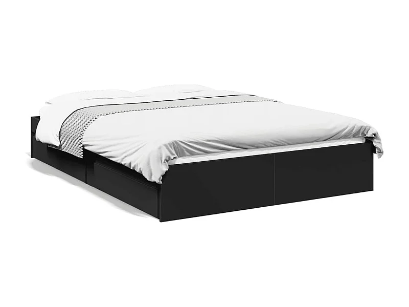 Cama con cajones madera de ingeniería negro 140x190 cm