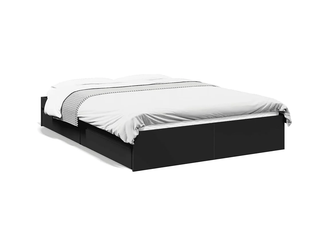 Cama con cajones madera de ingeniería negro 140x190 cm