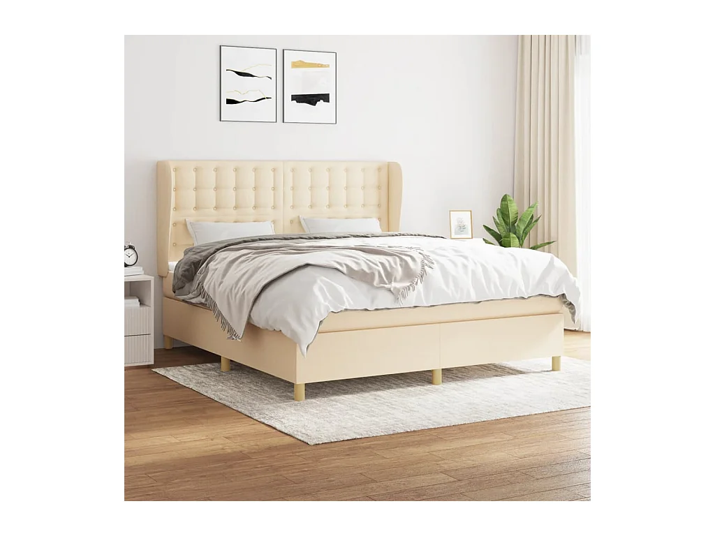 Boxspring met matras stof crèmekleurig 180x200 cm