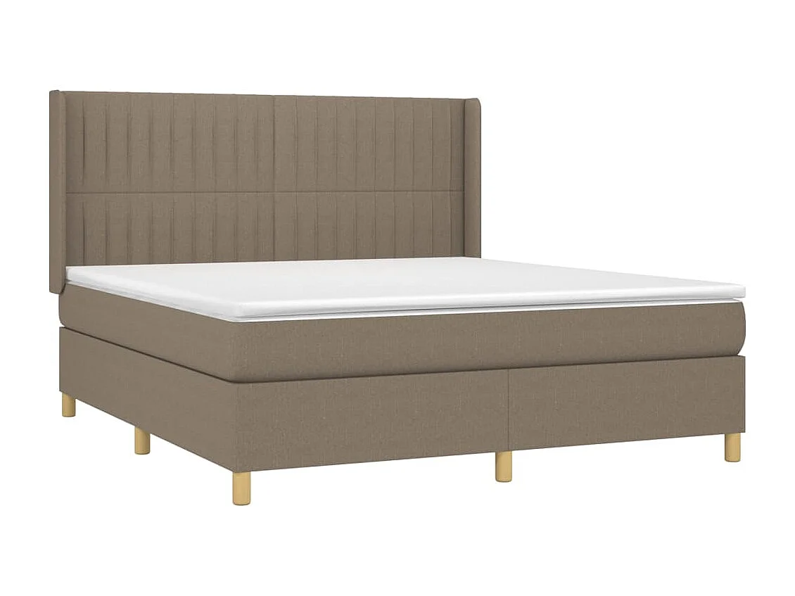 Cama box spring con colchón tela gris taupe 180x200 cm