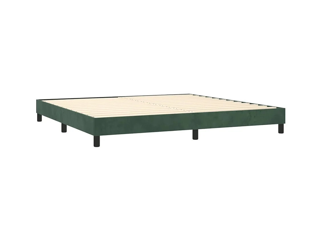 Cama com molas/colchão 200x200 cm veludo verde-escuro