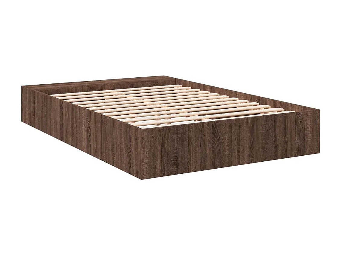 Cadre de lit chêne marron 135x190 cm bois d'ingénierie