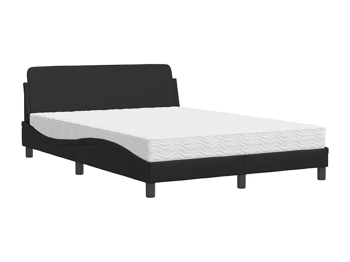 Lit avec matelas noir 140x190 cm similicuir