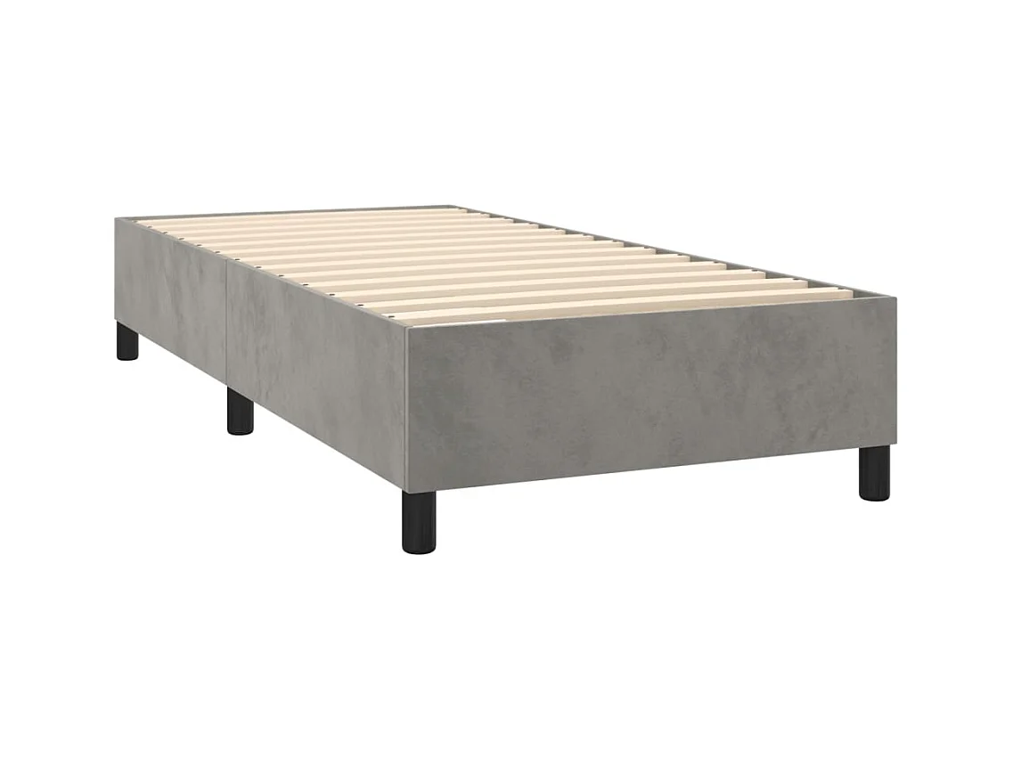 Lit à sommier tapissier et matelas Gris clair 90x190 cm Velours