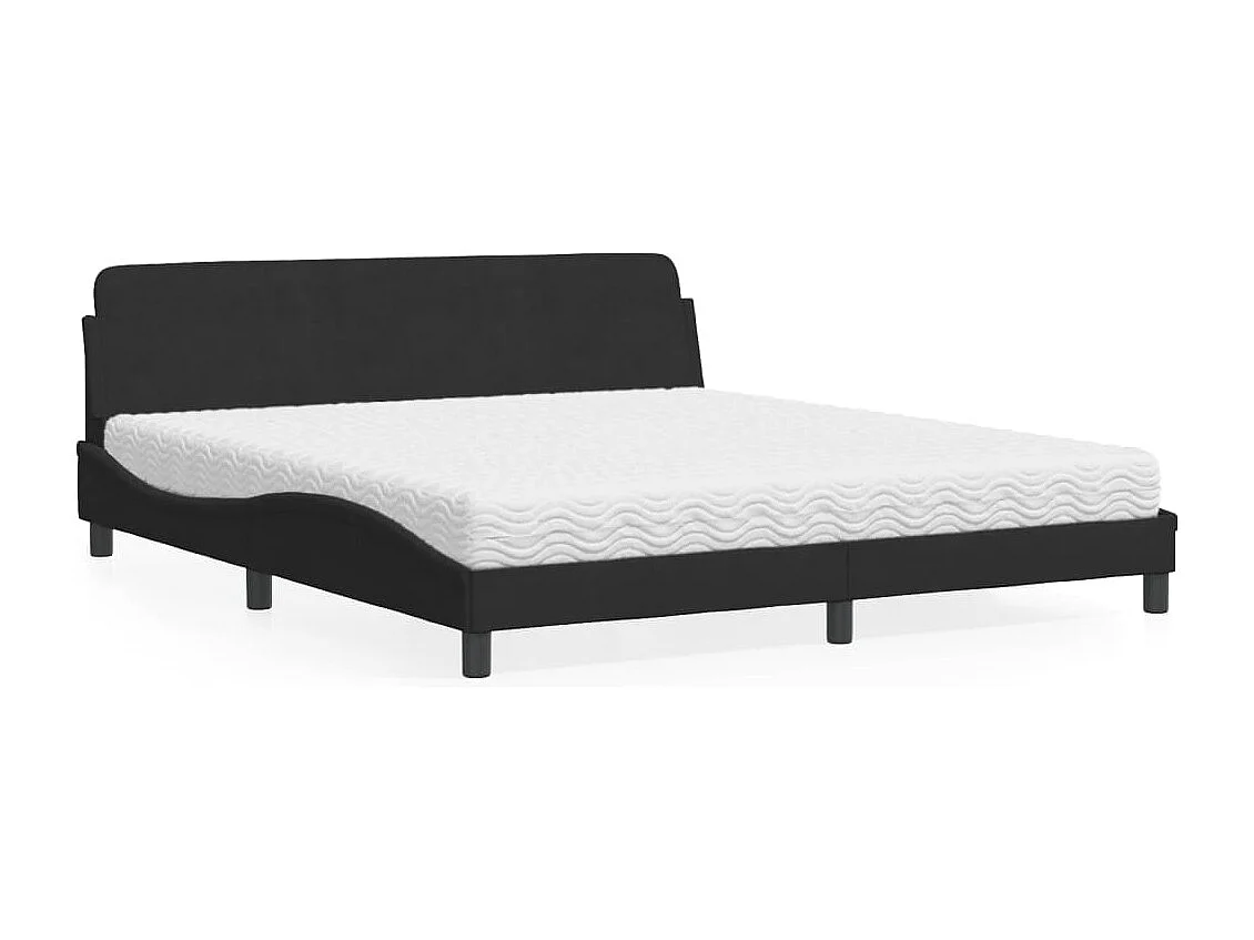 Lit avec matelas noir 180x200 cm velours