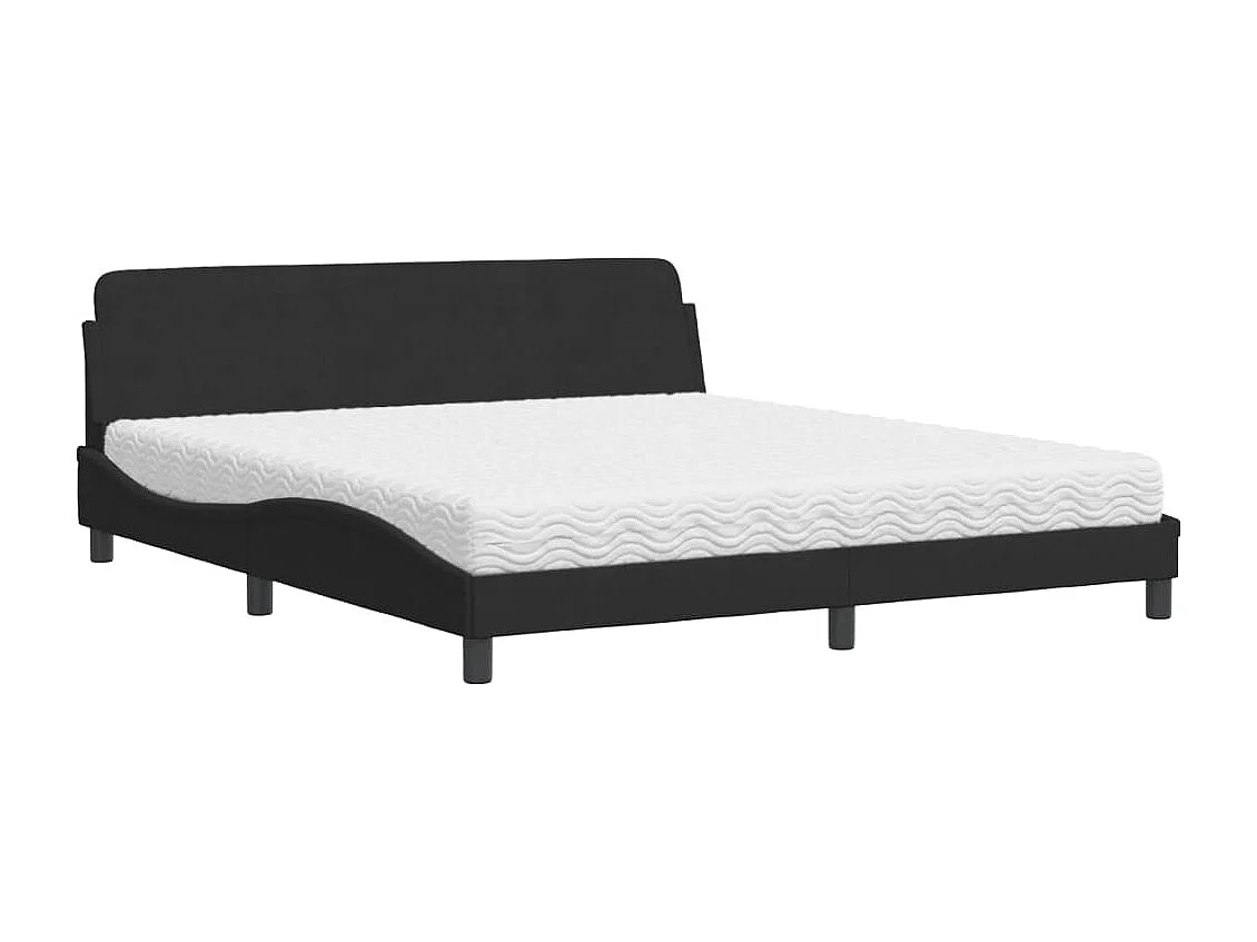 Lit avec matelas noir 180x200 cm velours