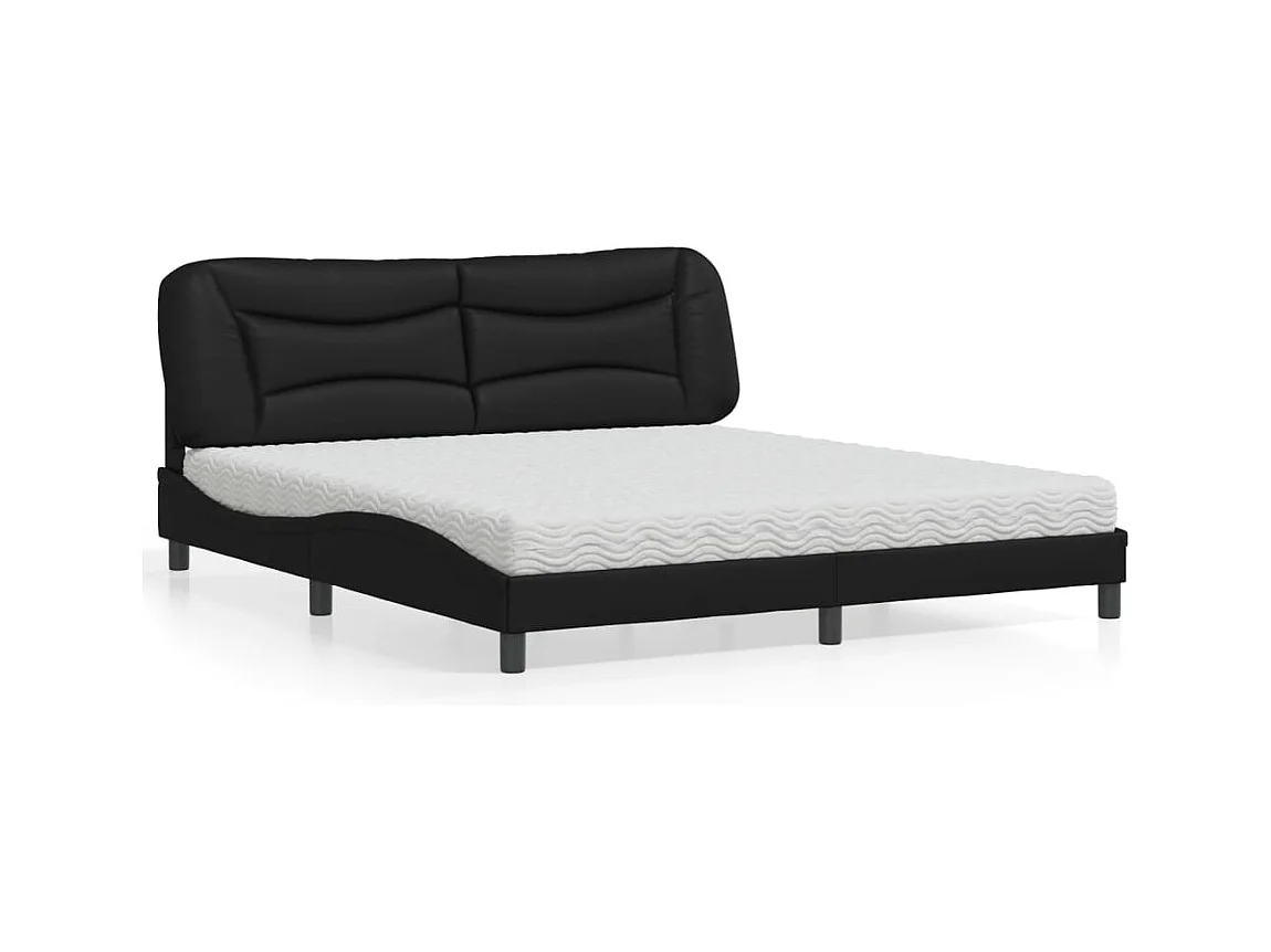 Bed met matras "Hvar" kunstleer zwart 180x200 cm