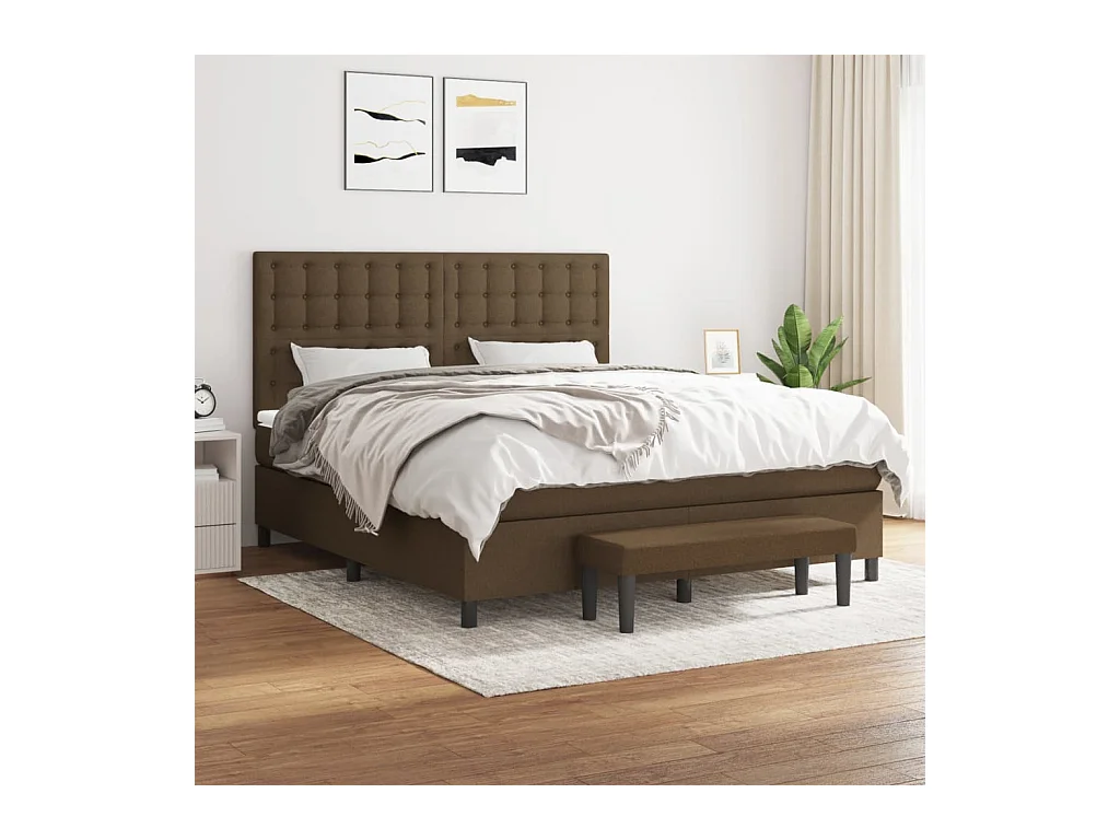 Boxspring met matras stof donkerbruin 180x200 cm