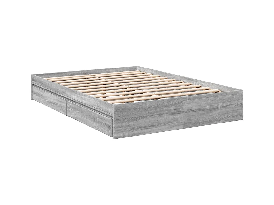Bedframe met lades bewerkt hout grijs sonoma eiken 120x200 cm