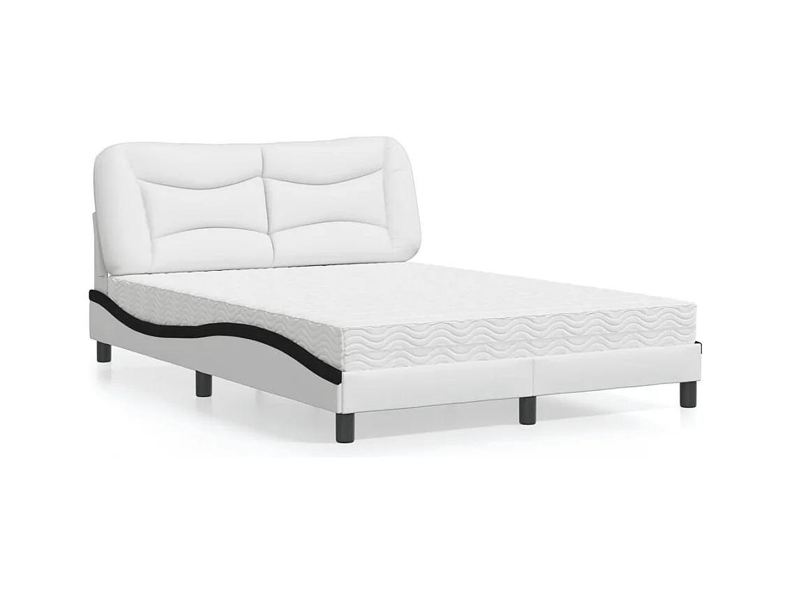Bed met matras "Hvar" kunstleer wit en zwart 140x200 cm
