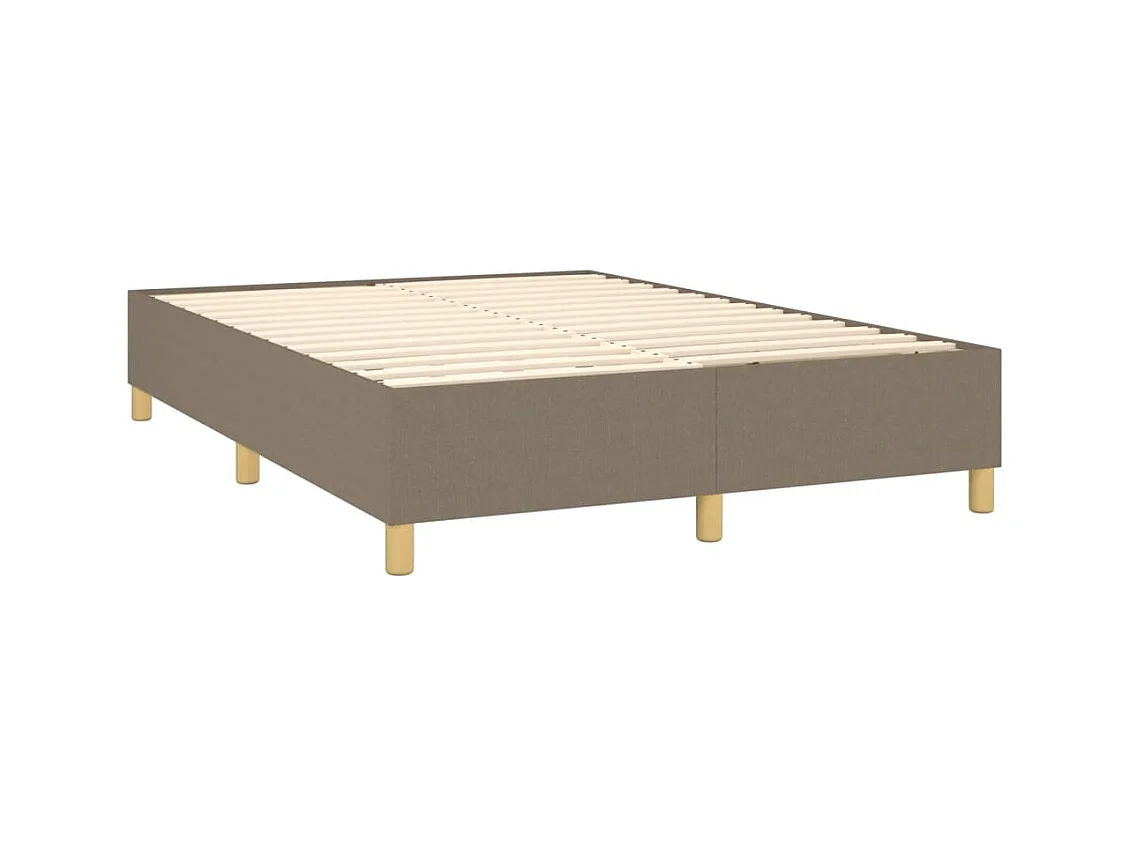 Cama box spring con colchón tela gris taupe 140x200 cm