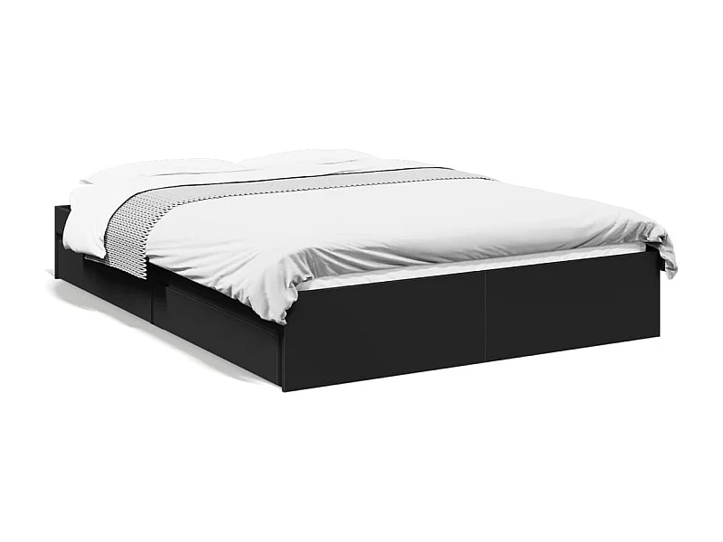 Cama con cajones madera de ingeniería negro 120x200 cm