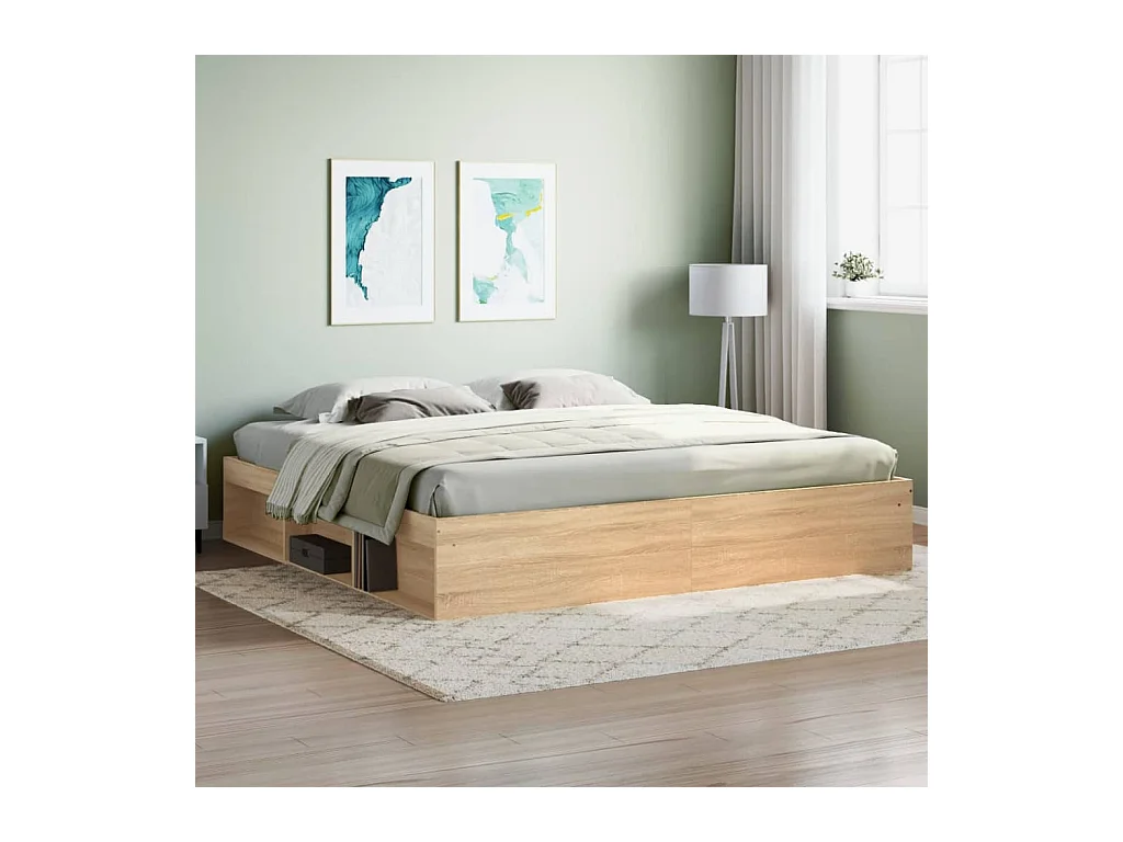Estructura de cama roble Sonoma 200x200 cm