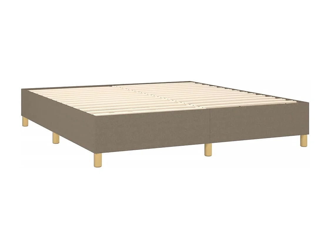 Cama box spring con colchón tela gris taupe 180x200 cm