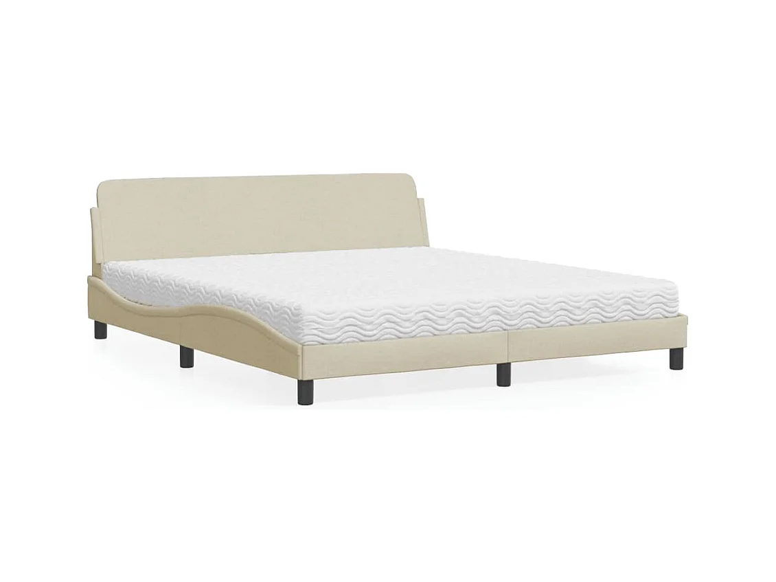 Cama con colchón de tela color crema 180x200 cm