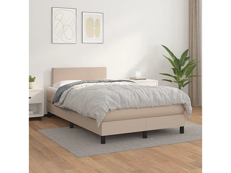 Cama com molas/colchão 120x200 cm couro artificial cappuccino