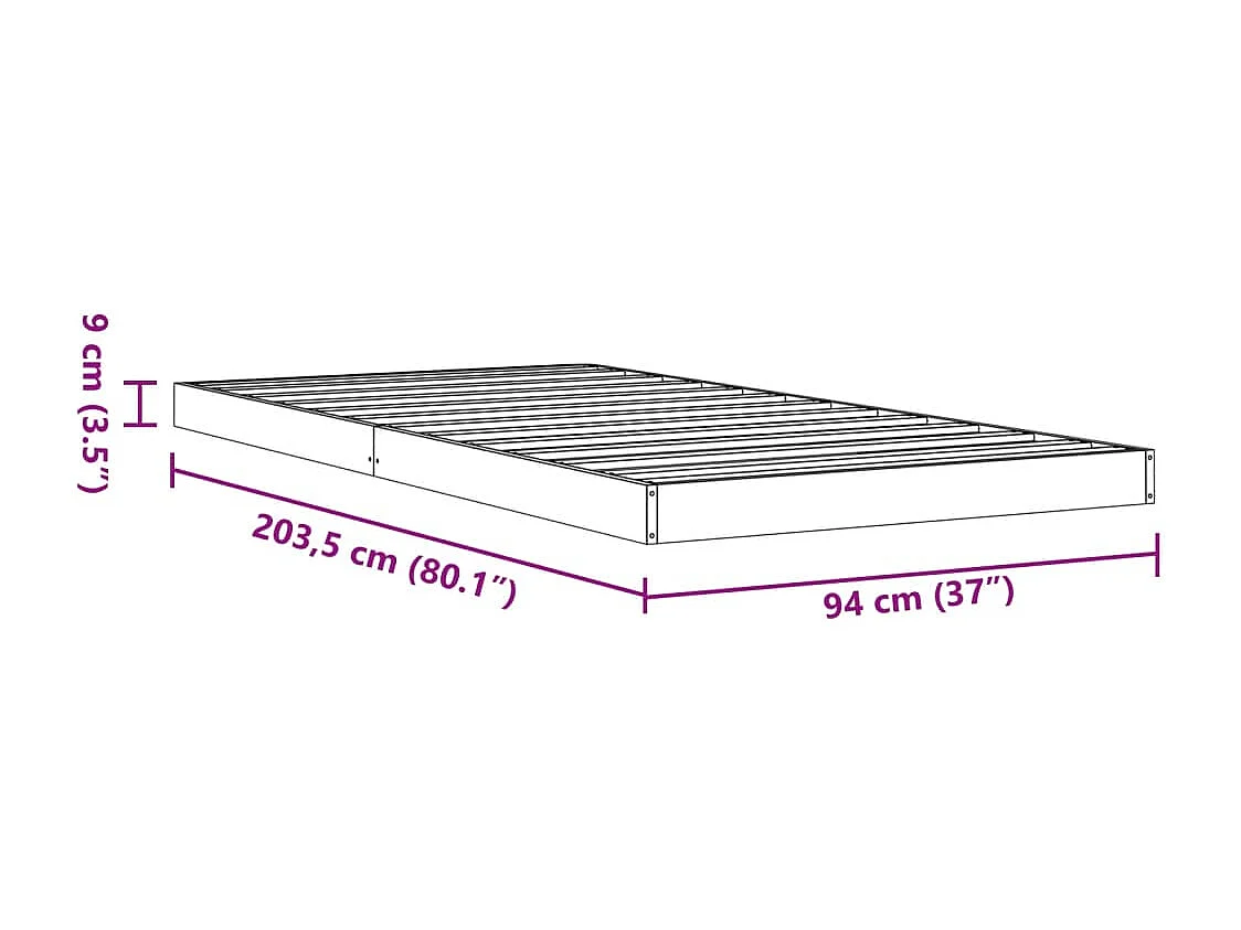 Estructura de cama madera maciza de pino marrón cera 90x200 cm