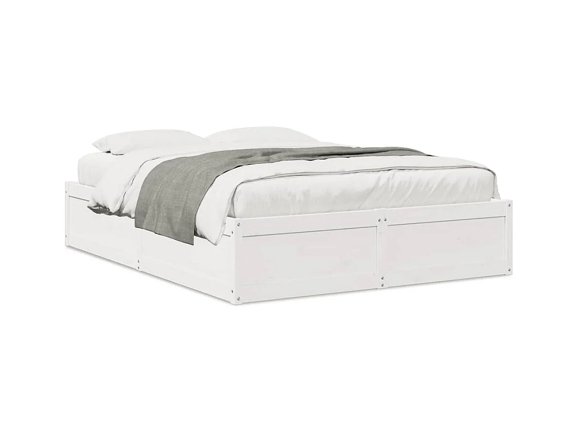 Estructura de cama madera maciza de pino blanco 150x200 cm