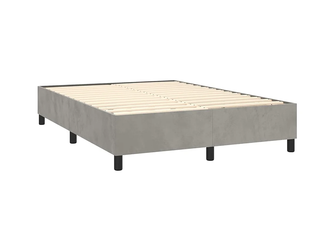 Cama com molas/colchão 140x190 cm veludo cinzento-claro