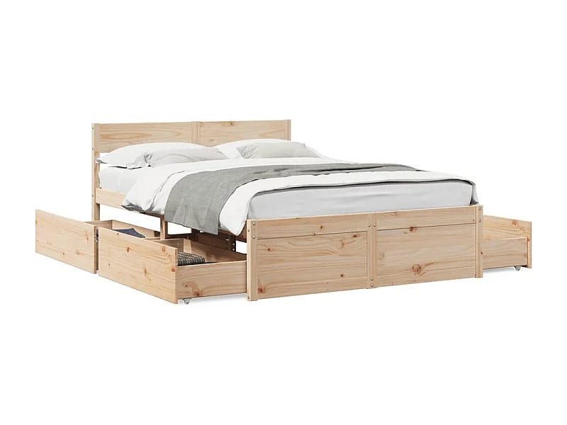 Estructura de cama con cajones madera maciza de pino 120x200 cm