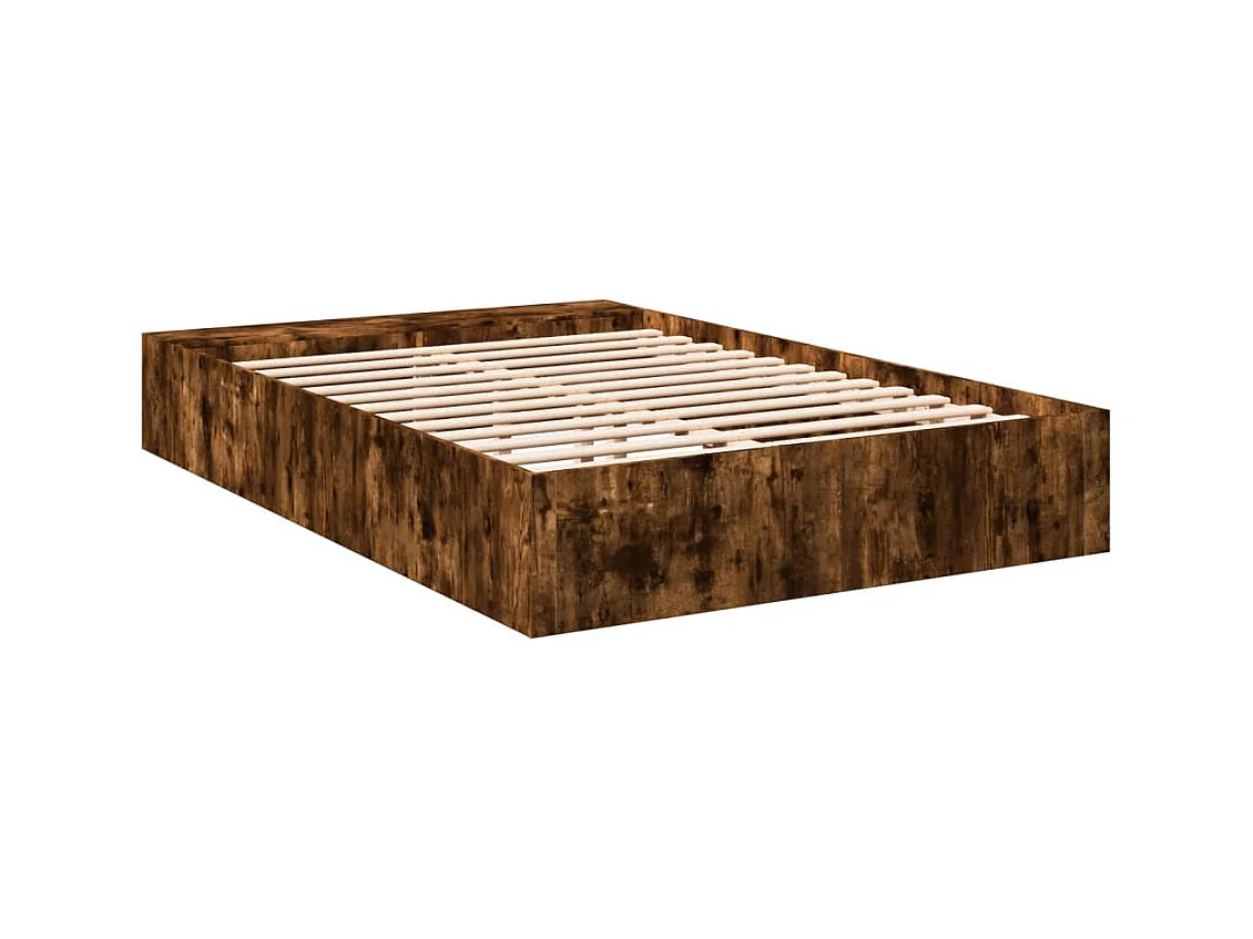 Cadre de lit chêne fumé 140x190 cm bois d'ingénierie