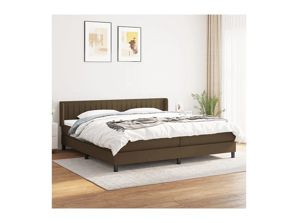Lit à sommier tapissier avec matelas Marron foncé 200x200 cm